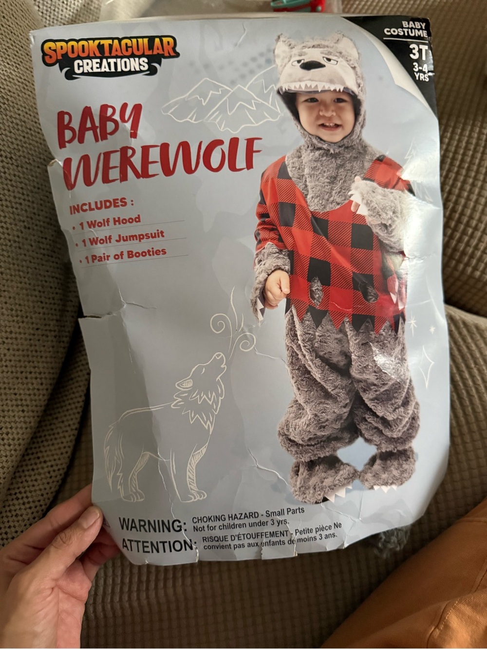 Toddler Werewolf Costume - Gray & Red Plaid - 3T